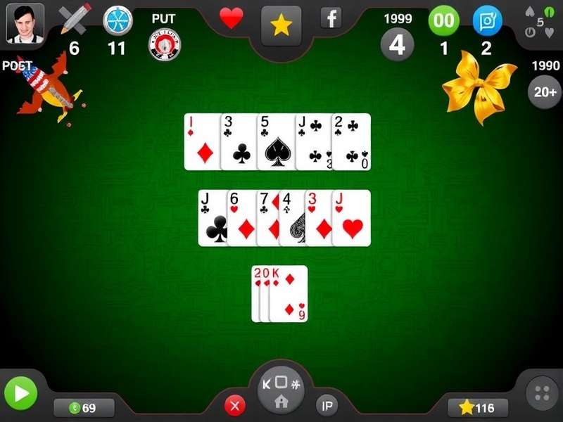Gin Rummy Free gameplay strategy board with cards laid out showing melds and deadwood