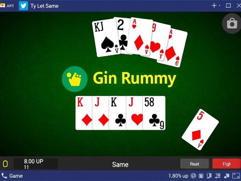 Play Gin Rummy online free without registration app interface showing cards and scoreboard